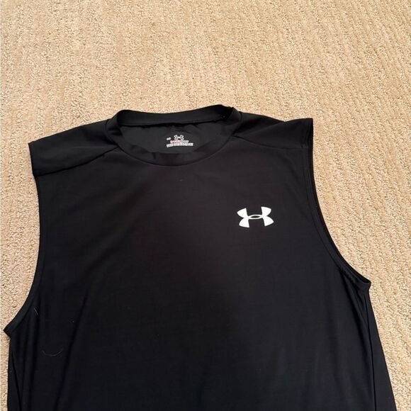 Mens Under Armour Black Cut Off Tank Top - Picture 3 of 6
